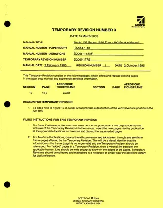Cessna 152 Series Aircraft Service Manual (1978-1985) Preview image 2