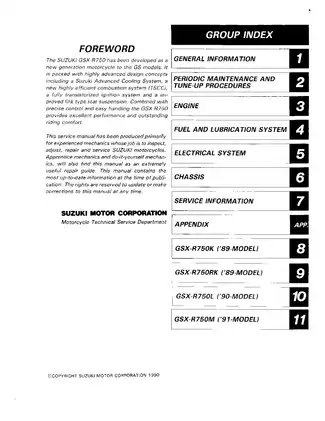 Suzuki GSX-R750 Motorcycle Service Manual (1988-1991) - Complete Guide to Maintenance and Repair Preview image 2