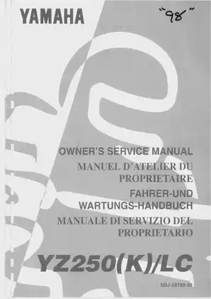 1998 Yamaha YZ250(K)LC owenrs service manual Preview image 1