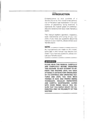 Yamaha YZ Series Maintenance Manual - Comprehensive Guide for Optimal Performance Preview image 2