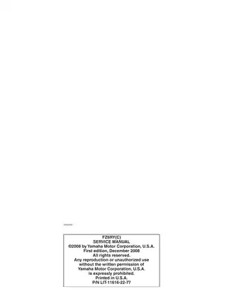 Yamaha FZ6RY Service Manual (2009 Model) - Comprehensive Guide for Maintenance and Repair Preview image 3