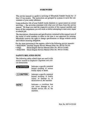 Mitsubishi FG20K FC, FG25K FC, FG30K FC, FG35K FC forklift truck service manual Preview image 3