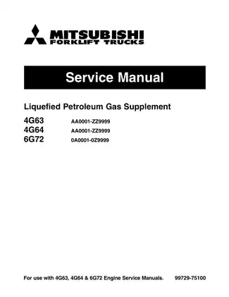 Mitsubishi 4G63, 4G64, 6G72 forklift truck service manual Preview image 1