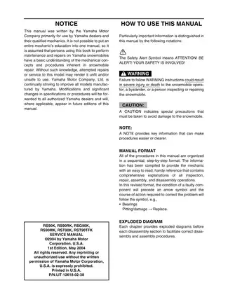Yamaha RS90 Series Snowmobile Service Manual - Comprehensive Guide Preview image 2