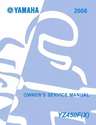 2008 Yamaha YZ450, YZ450F(X) owner´s service manual Preview image 1