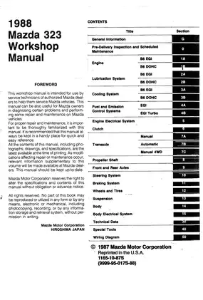 1987 Mazda 323 Workshop Manual - Complete Service Guide Preview image 3