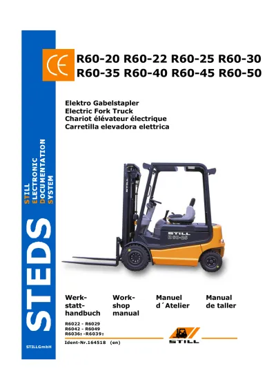 Preview: STILL R60-20, R60-25, R60-30, R60-35, R60-40, R60-45, R60-50 Electric Forklift 2000–2004 Workshop Manual (P/N 164518)