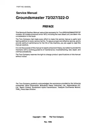 Toro GroundsMaster 72® Service Manual (1973-Present)