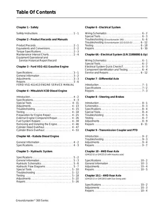 Toro Groundsmaster 300 series, 345, 322-D, 325-D mower service manual Preview image 3