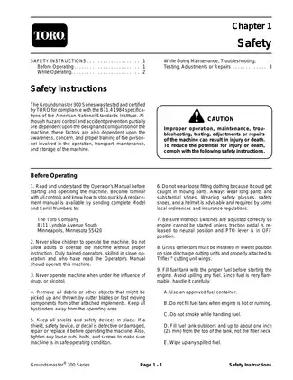 Toro Groundsmaster 300 series, 345, 322-D, 325-D mower service manual Preview image 5