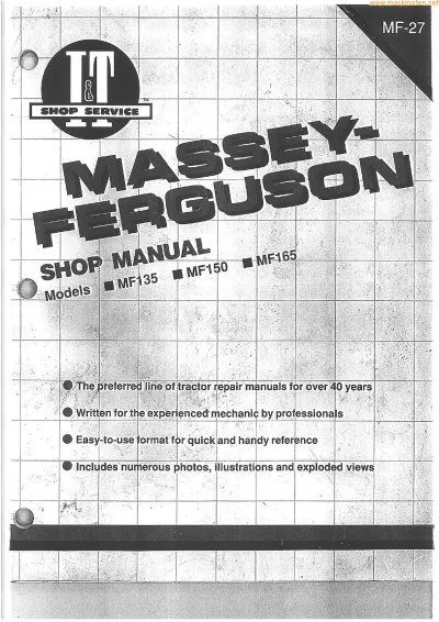 Preview: Massey-Ferguson MF135, MF150, MF165 Tractor Shop Manual (OEM)