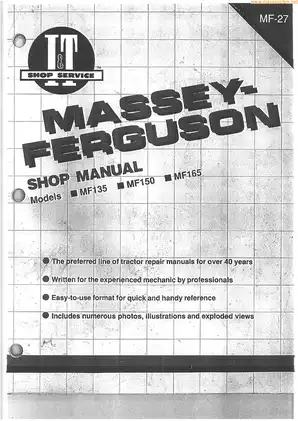 Massey Ferguson Comprehensive Shop Manual for MF135, MF150 & MF165 Tractors