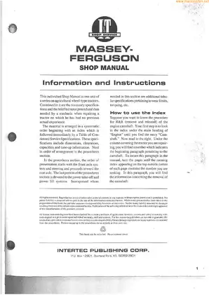 Massey Ferguson Comprehensive Shop Manual for MF135, MF150 & MF165 Tractors Preview image 2