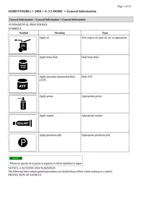 2004 KIA Sorento manual Preview image 1