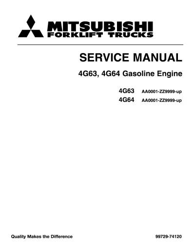 Preview: Mitsubishi 4G63, 4G64 Gasoline Engine Factory Service & Repair Manual (P/N 99729-74120, 99729-75100)