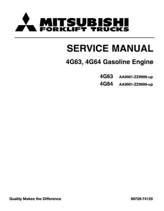 Mitsubishi 4G63, 4G64 gasoline engine forklift trucks manual Preview image 1
