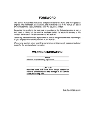 Mitsubishi 4G63, 4G64 gasoline engine forklift trucks manual Preview image 3