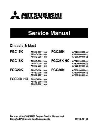 Mitsubishi FGC15K, FGC18K, FGC20K, FG20K HO, FGC25K, FGC25K HO, FGC30K forklift service manual