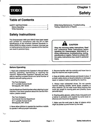 Toro Greensmaster 3000, 3000-D mower manual Preview image 5