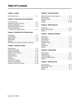 Toro Reelmaster 5300-D mower service manual Preview image 3