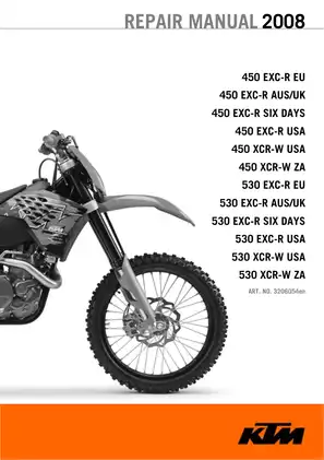 2008 KTM 450, 530 EXC-R XCR-W repair manual Preview image 1