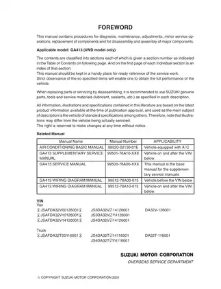 1991-1999 Suzuki Carry GA413 repair manual Preview image 2