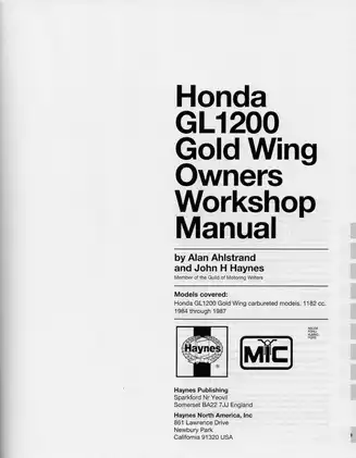 1984-1987 Honda Gold Wing Interstate Aspencade GL1200 owners workshop manual Preview image 2
