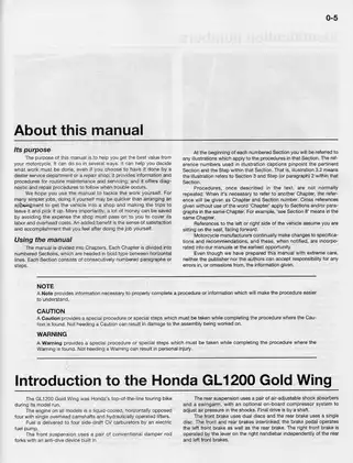 1984-1987 Honda Gold Wing Interstate Aspencade GL1200 owners workshop manual Preview image 4