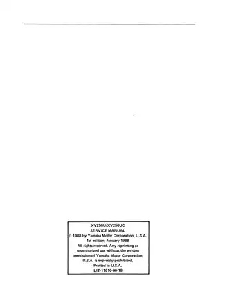 Yamaha XV250U/XV250UC Service Manual (1988 Edition) Preview image 3