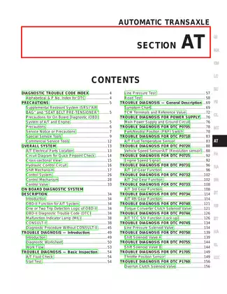 2000 Nissan Altima L30 series AT Automatic Transaxle manual
