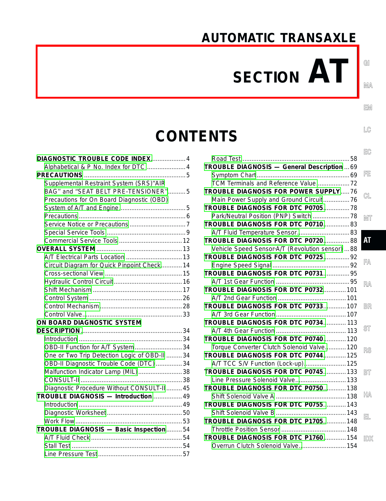 2001 Nissan Altima L30 series shop manual Preview image 1