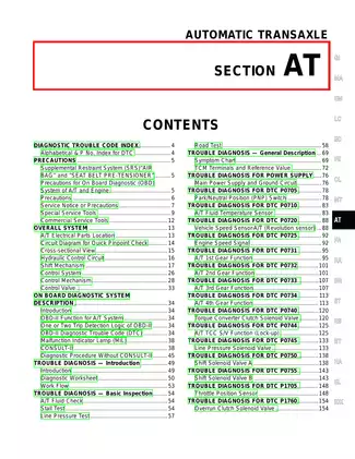 2001 Nissan Altima L30 series AT Automatic Transaxle manual
