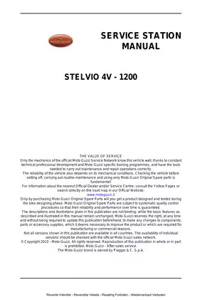 2010-2013 Moto Guzzi Stelvio 1200 4V service station manual Preview image 2