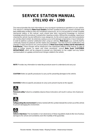 Moto Guzzi Stelvio 4V 1200 Service Station Manual - Comprehensive Maintenance Guide Preview image 3