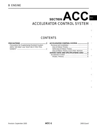 2005 Nissan Quest V42 service manual Preview image 1