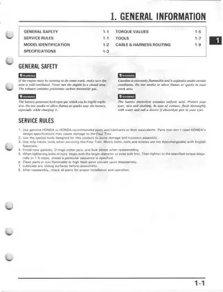 Honda TRX 250 Service Manual for FourTrax ATVs 1985+ Preview image 4