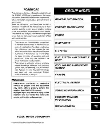 SUZUKI VZ800K5 (05) Motorcycle Service Manual - Complete Repair Guide Preview image 2