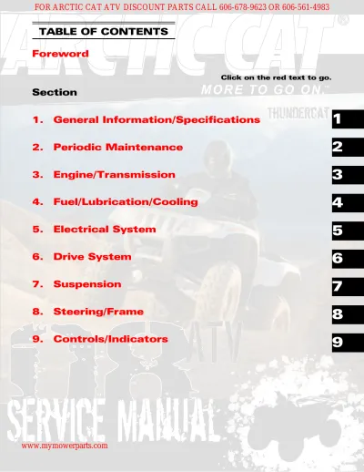 Preview: 2008 Arctic Cat Thundercat 1000 H2 EFI 4x4 ATV Service Manual (P/N 2258-121)