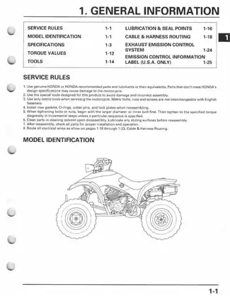 2001-2006 Honda Sportrax 300EX TRX300EX ATV service manual Preview image 5