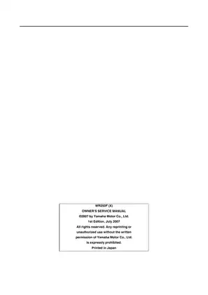 Yamaha WR250F (2007) Owner's Service Manual - Complete Guide Preview image 3
