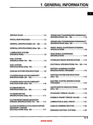 2004-2009 Honda TRX450R, TRX450ER Sportrax ATV service manual Preview image 5