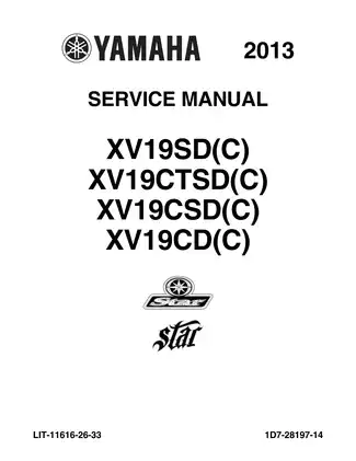 2013 Yamaha Raider S, Stratoliner S, Roadlinder S service manual Preview image 1
