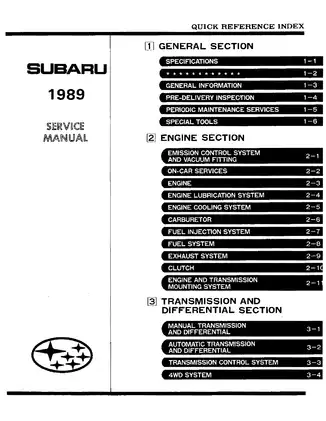 1989 Subaru Leone, DL_GL, Loyale, Omega, L-Series, GL-10, RX, Isuzu Geminett II, EA-82 engine service manual