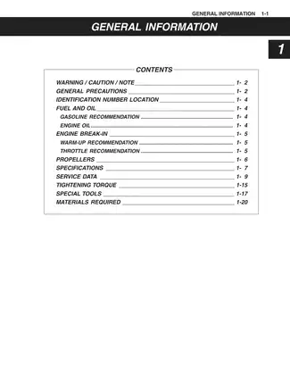 Suzuki DF60/70 Outboard Motor Four Stroke Service Manual (2003 Model) Preview image 5