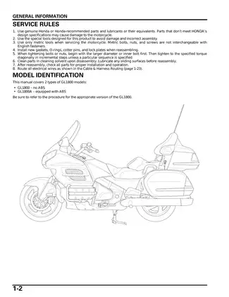 Honda GL1800A Motorcycle Service Manual (2002) - Comprehensive Repair Guide Preview image 4