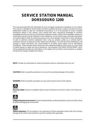 Aprilia Dorsoduro 1200 Service Station Manual - Comprehensive Maintenance & Repair Guide Preview image 3