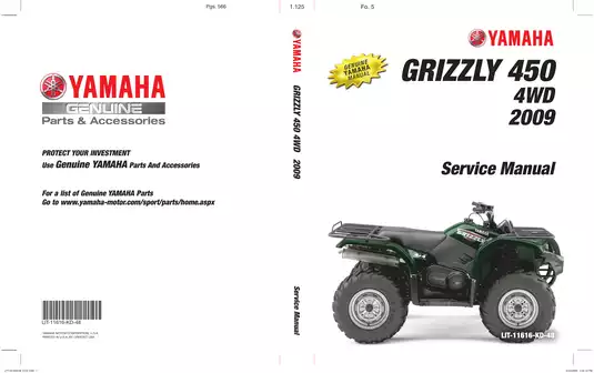 2009-2013 Yamaha Grizzly 450 4WD service manual Preview image 1