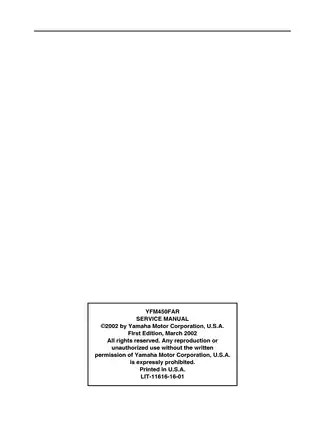 Yamaha Grizzly 450 4WD Service Manual (2009) - Comprehensive Repair Guide Preview image 3