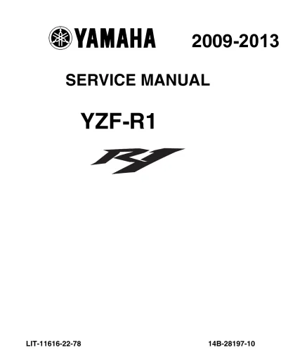 Preview: Yamaha YZF-R1 (14B) Supersport Service Manual 2009–2013 (P/N LIT-11616-22–78)