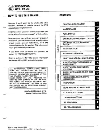 1981-1984 Honda  ATC250R ATV / 3-wheeler shop manual Preview image 3